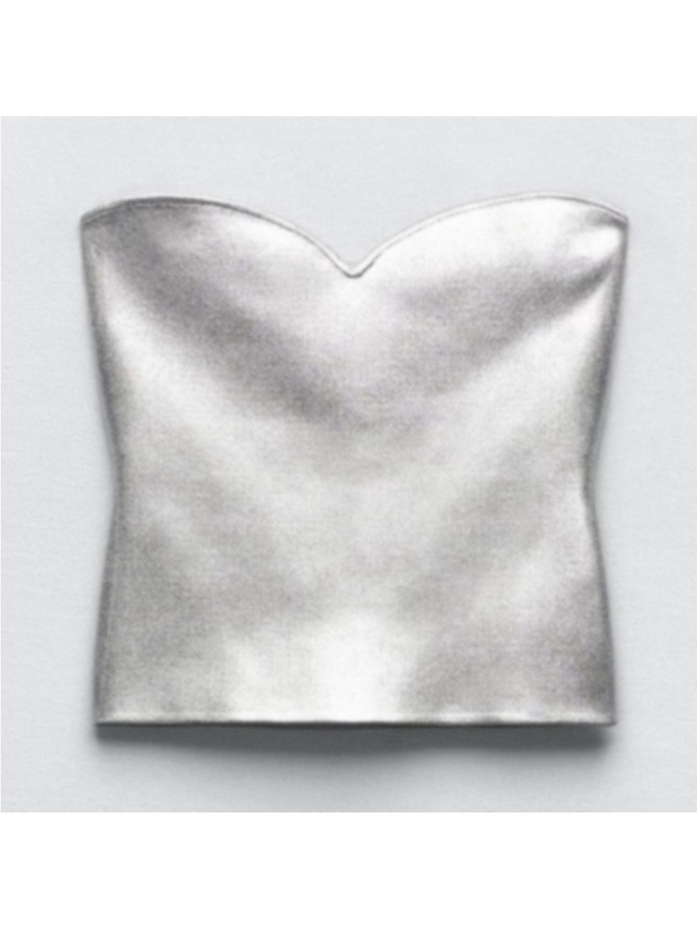 ZARA Silver Foil Metallic Sweetheart Strapless Tube Top NWT